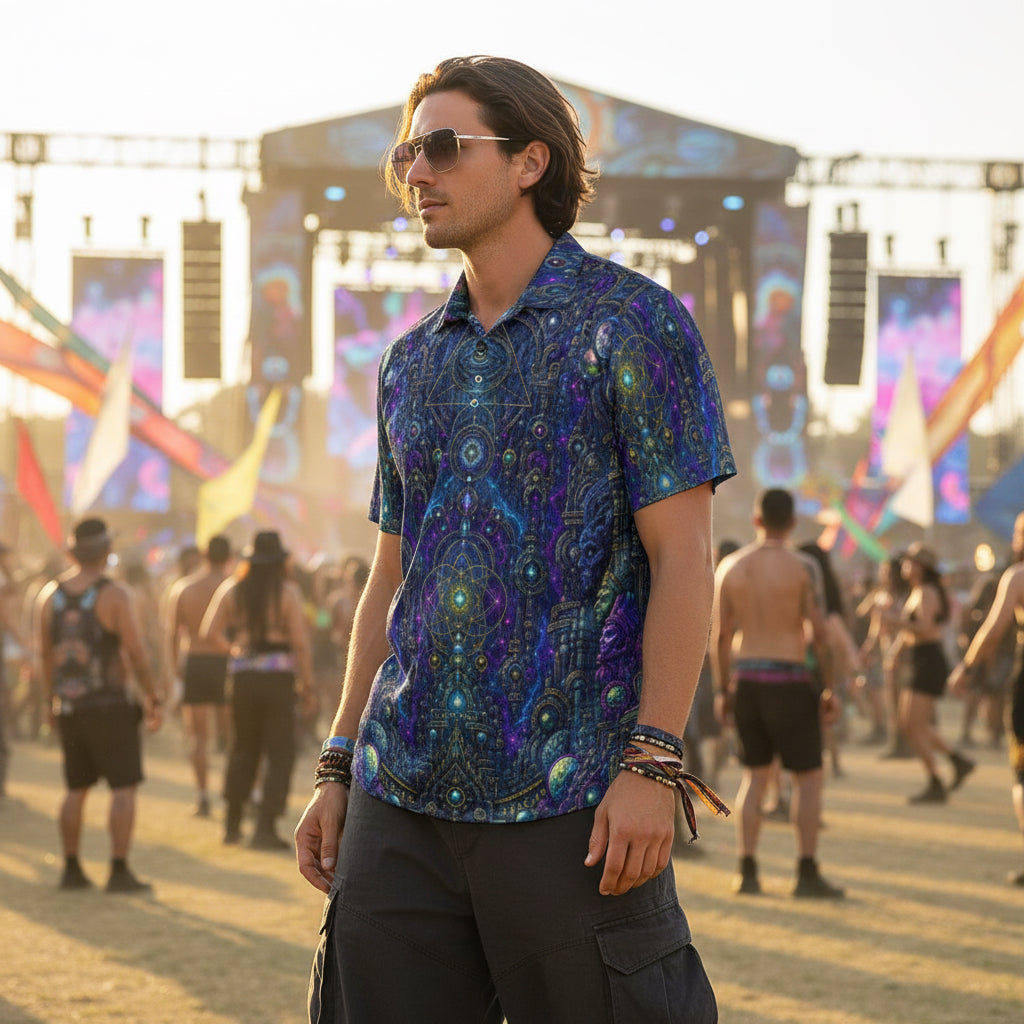 Crushed Velvet Men's Polo Shirt | Celestial Temple