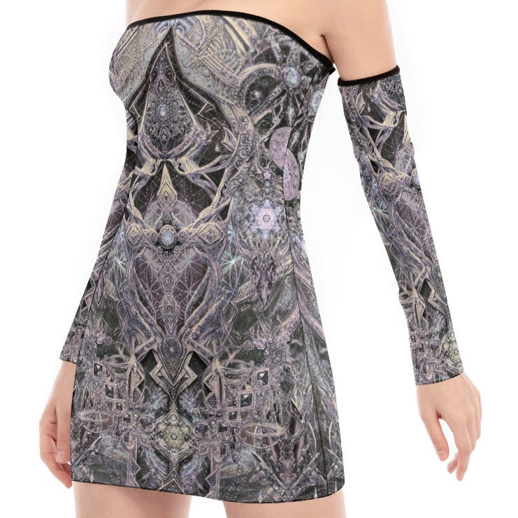 Lace-Up Tube Dress | Cosmic Cross Silver