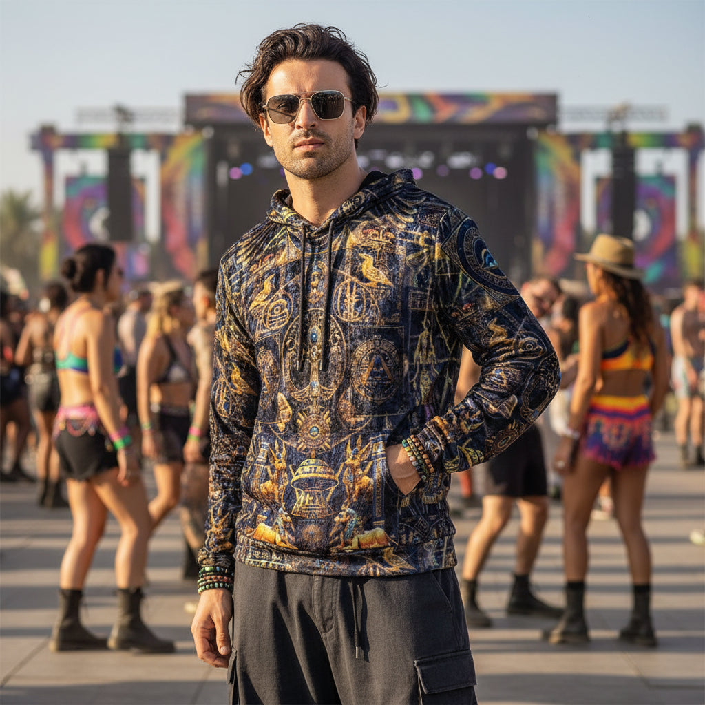 Crushed Velvet Pullover Hoodie | Egyptian Atlantis