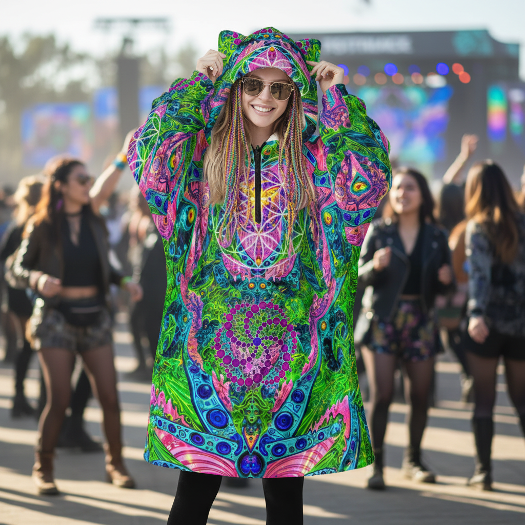 Hooded Blanket w/ Ears | Psy Tribal Shroom