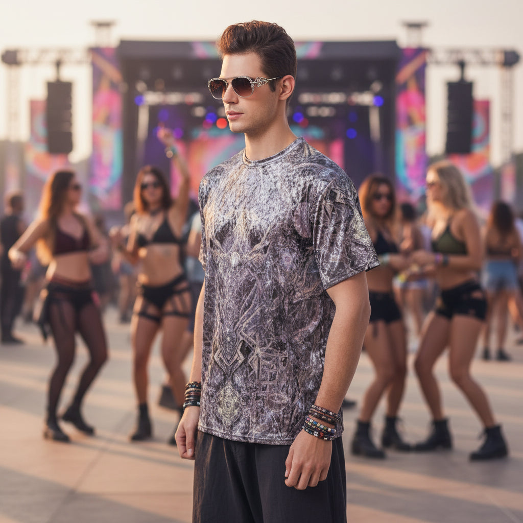 Crushed Velvet T-Shirt | Cosmic Cross Silver