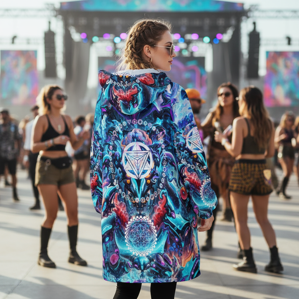 Hooded Blanket w/ Ears | Alien Cyber Punk Mech