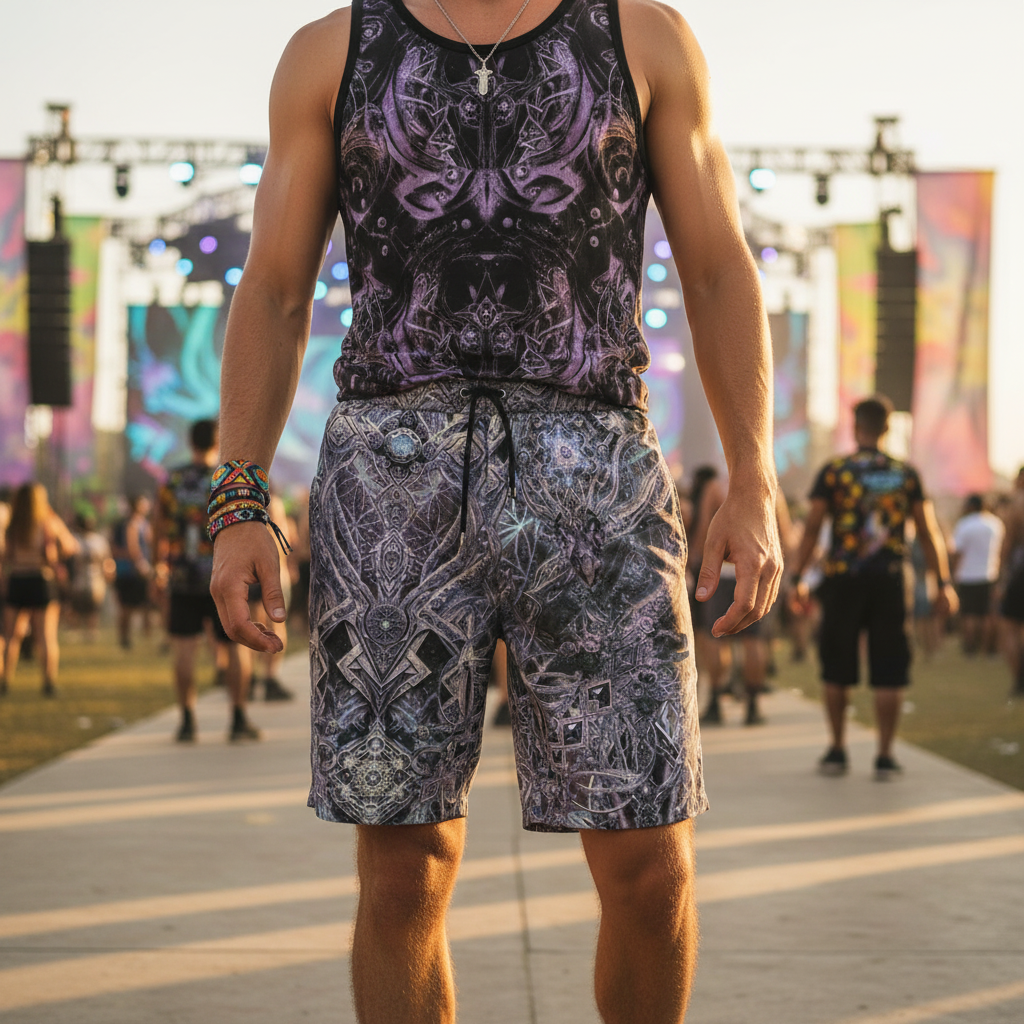 Cosmic Cross Silver Unisex Cotton Shorts