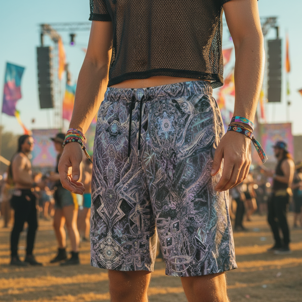 Cosmic Cross Silver Unisex Cotton Shorts