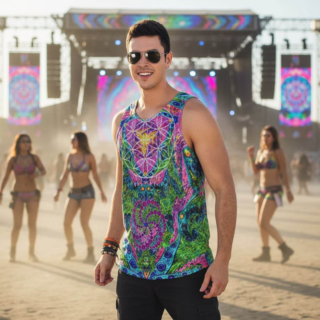 Crushed Velvet Tank Top | Psy Tribal Shroom