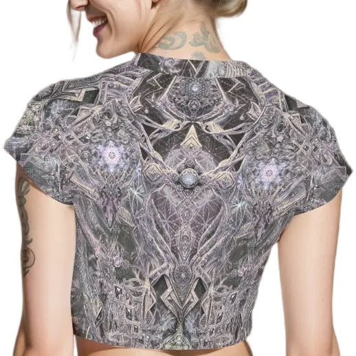Cropped T-shirt | Cosmic Cross Silver
