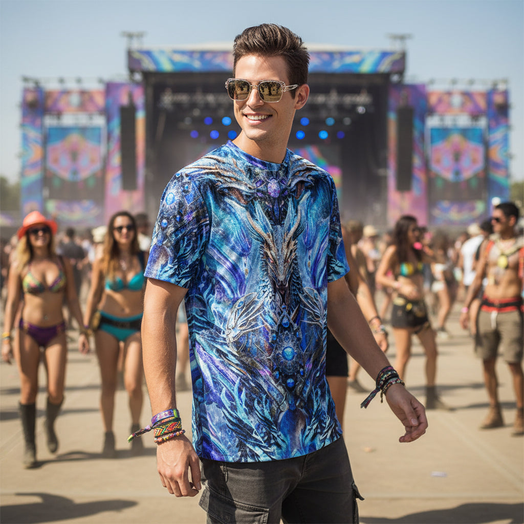 Crushed Velvet T-Shirt | Electric Dragonscape