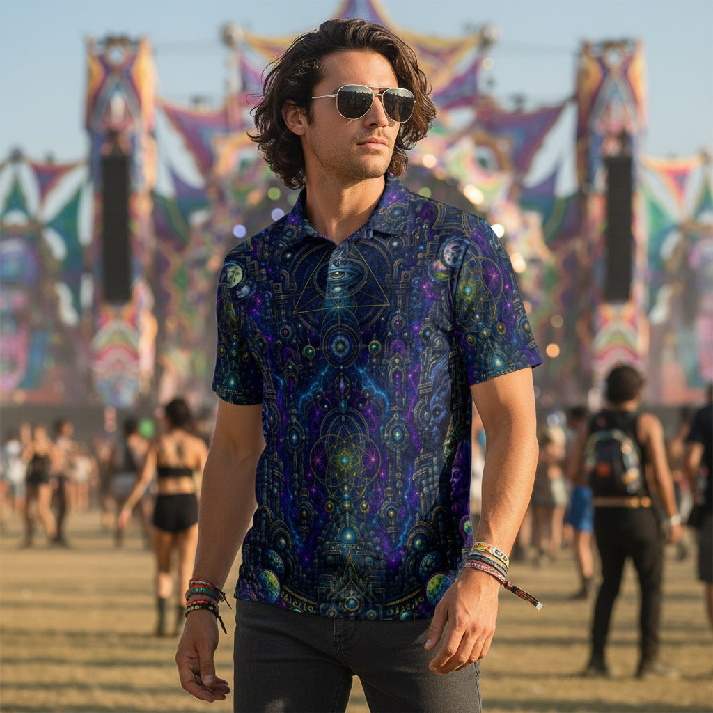 Crushed Velvet Men's Polo Shirt | Celestial Temple