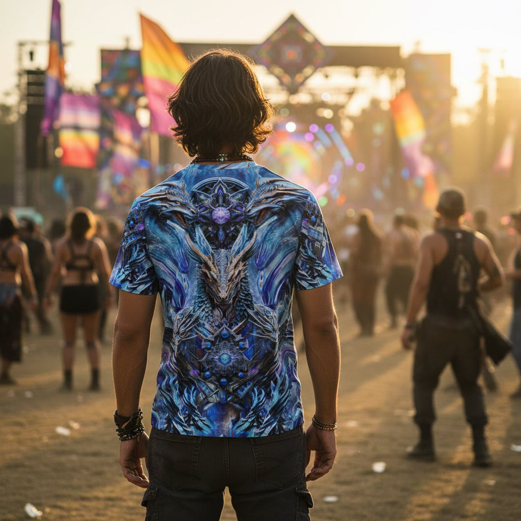Electric Dragonscape Cotton T-Shirt