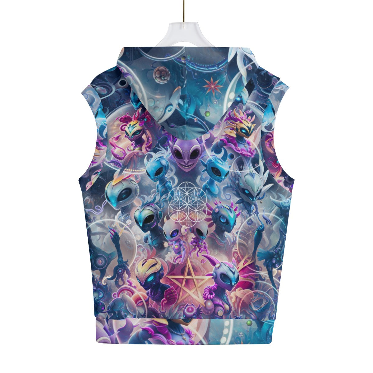 Alien Dimensions Cotton Sleeveless Pullover Hoodie Vest