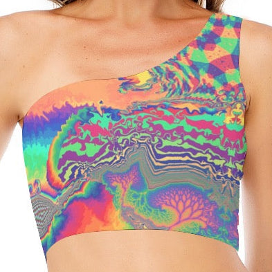 One-Shoulder Crop Top | Acid Melt