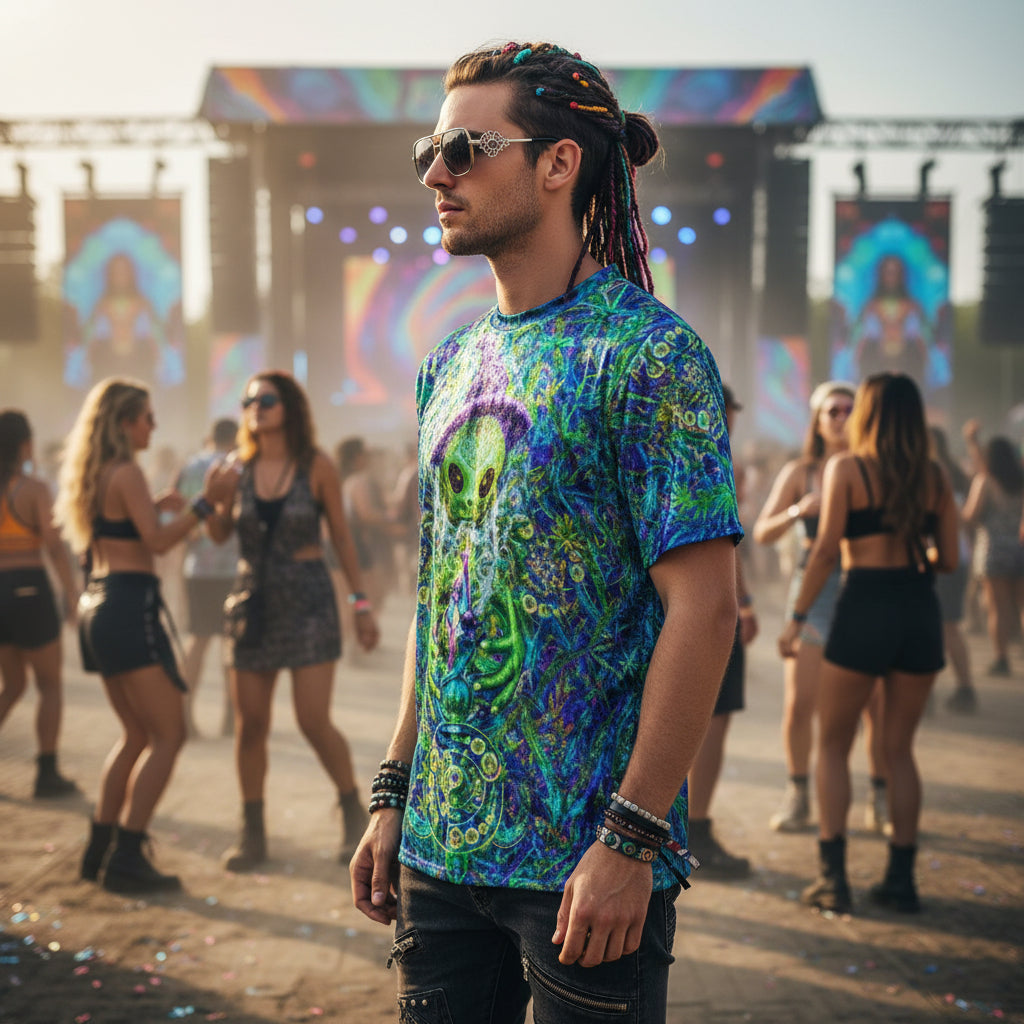 Crushed Velvet T-Shirt | Alien Wizard Stoner