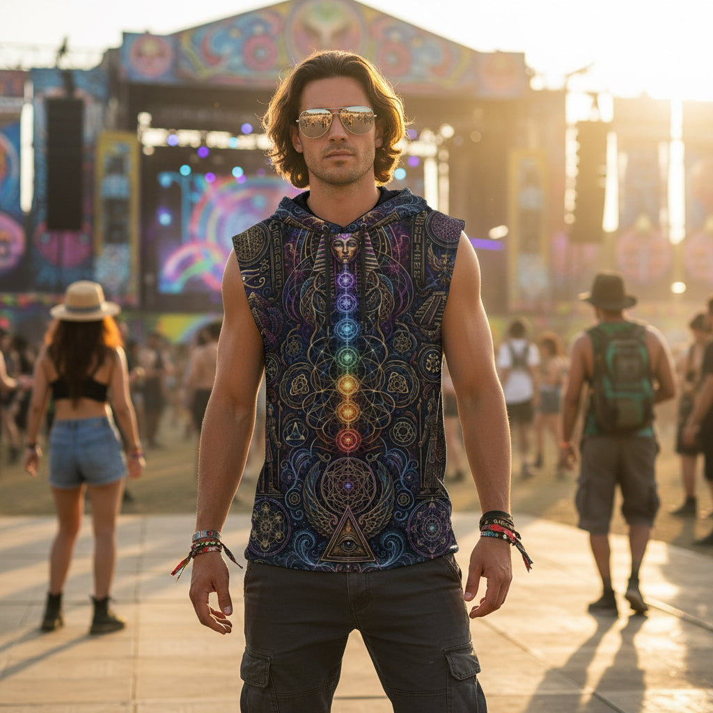 Mystical Egyptian Men's Sleeveless Hoodie
