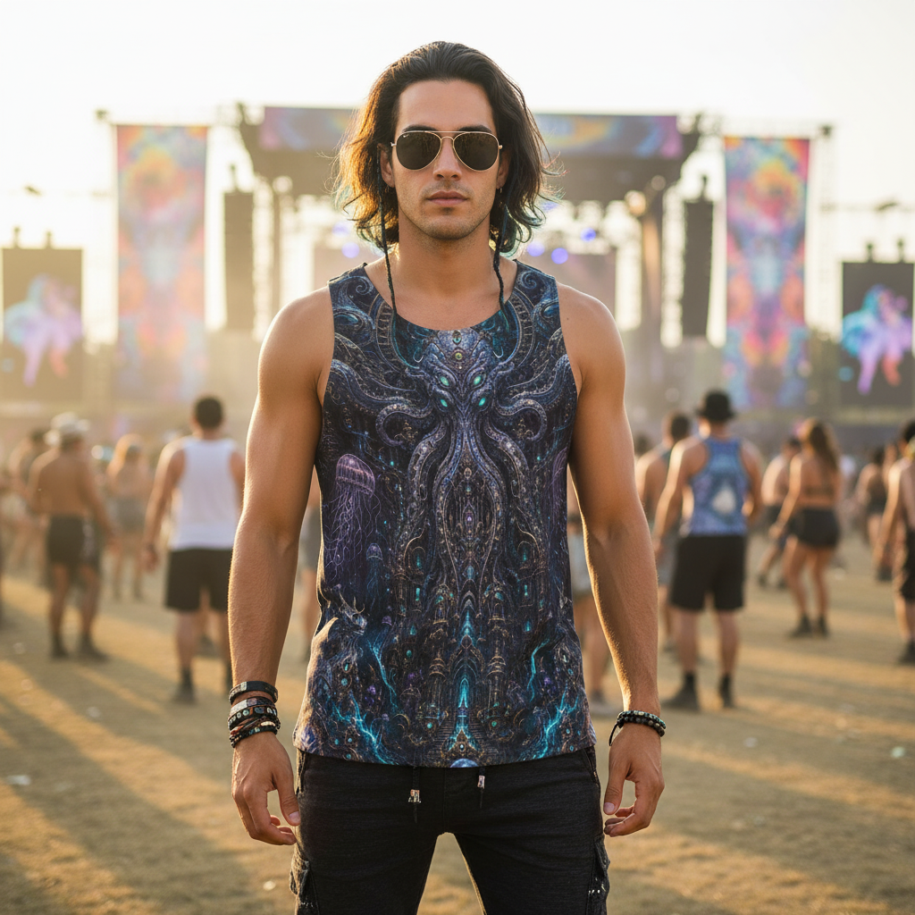 Crushed Velvet Tank Top | Mechanical Kraken