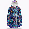 Cyber Punk Mech women's winter coat front detail with double-breasted outerwear styling
