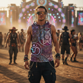 Sacred Geo Cotton Sleeveless Pullover Hoodie Vest
