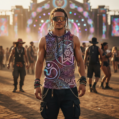 Cotton Sleeveless Hooded Tank | Sacred Geo
