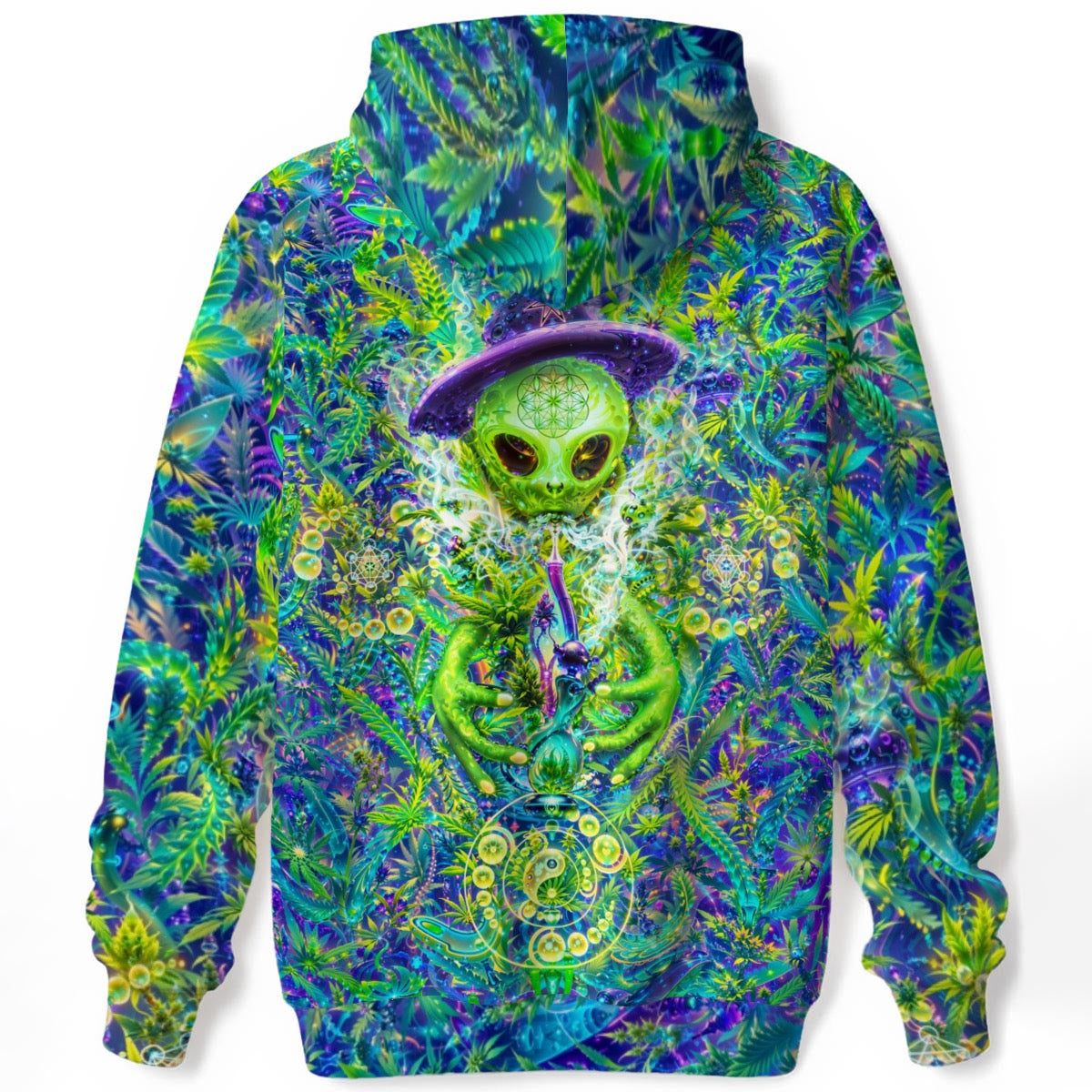 Alien Wizard Stoner Unisex Cotton Pullover Hoodie