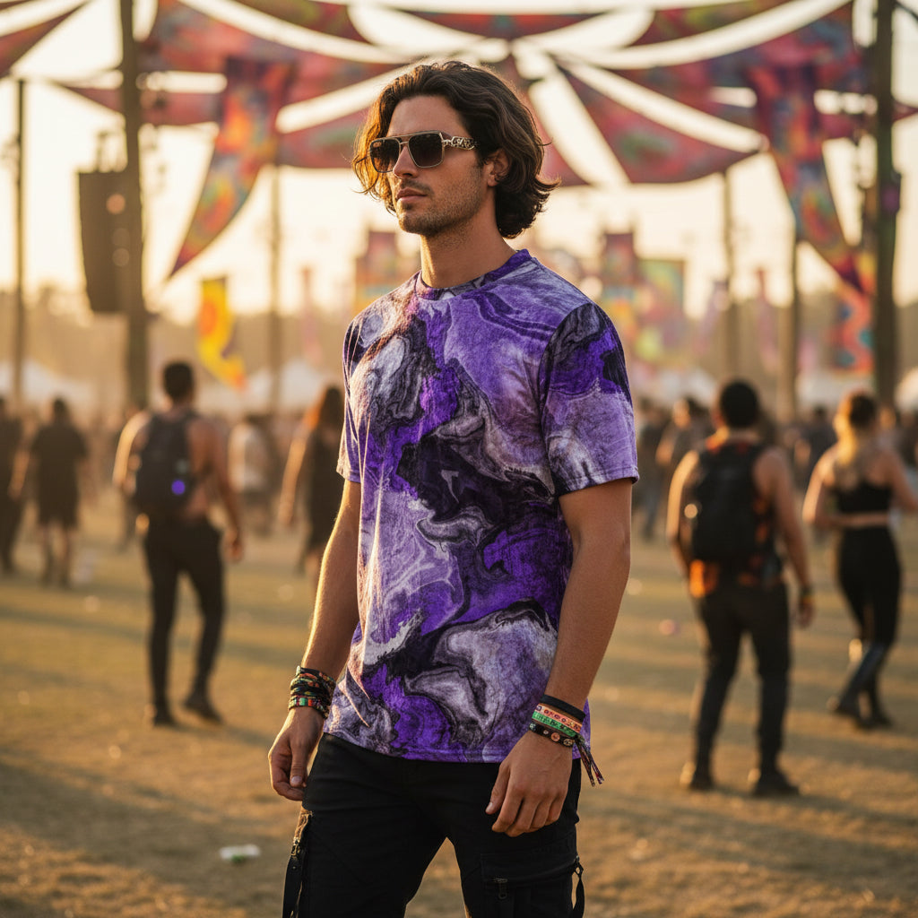 Purple Marble Crushed Velvet T-Shirt