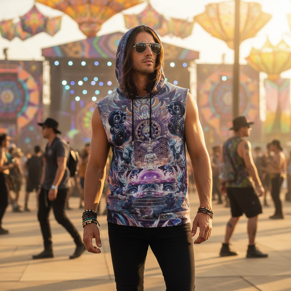 Temple of Sound Unisex Cotton Sleeveless Pullover Hoodie Vest