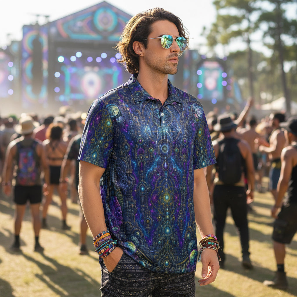 Crushed Velvet Men's Polo Shirt | Celestial Temple