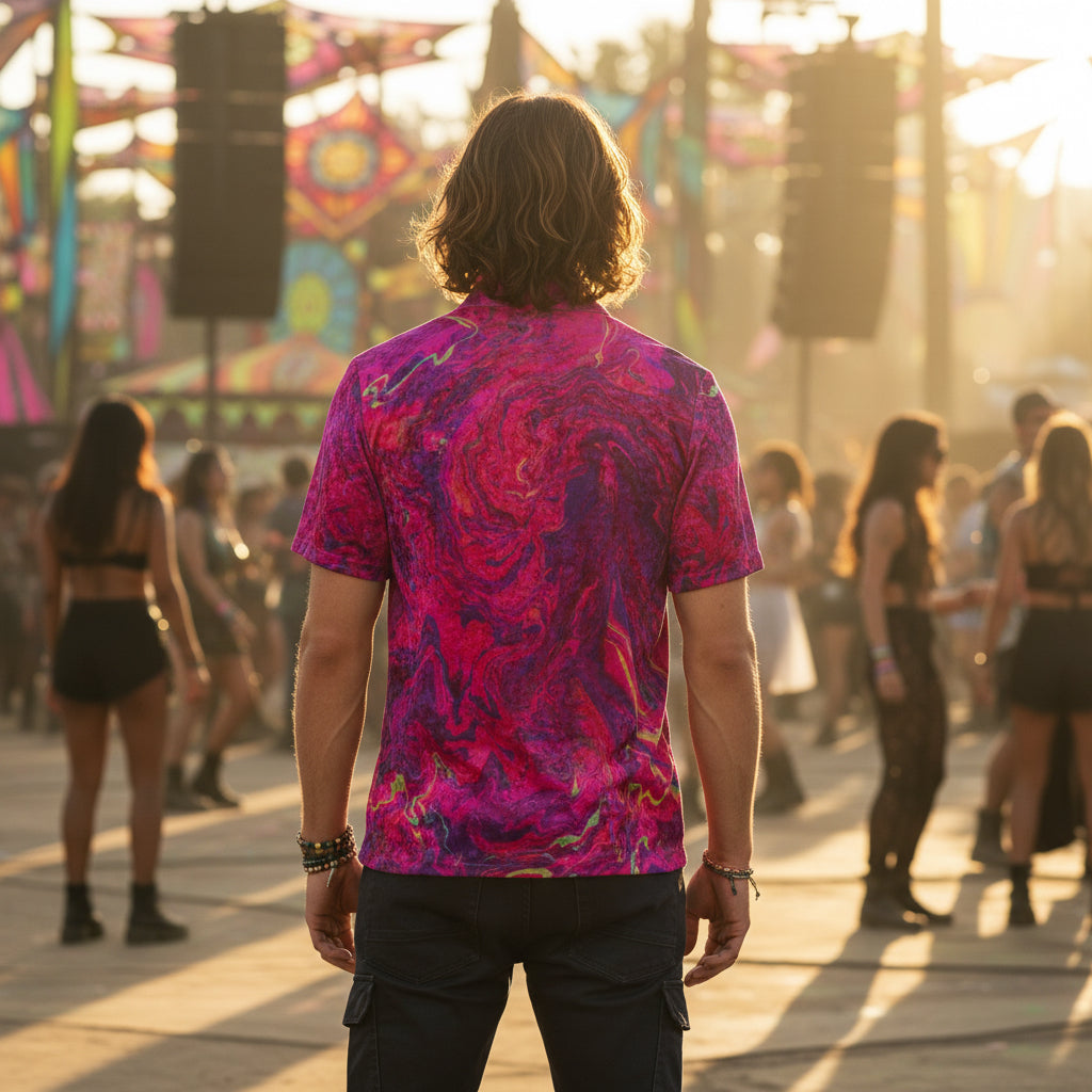 Crushed Velvet Polo Shirt | Pink Melted Oasis