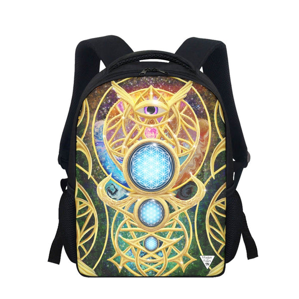 Mystic Eye Gold Psychedelic Festival Backpack