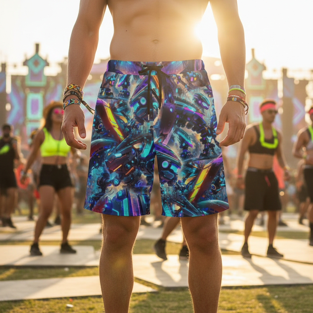 Cyber Punk Mech Unisex Cotton Shorts
