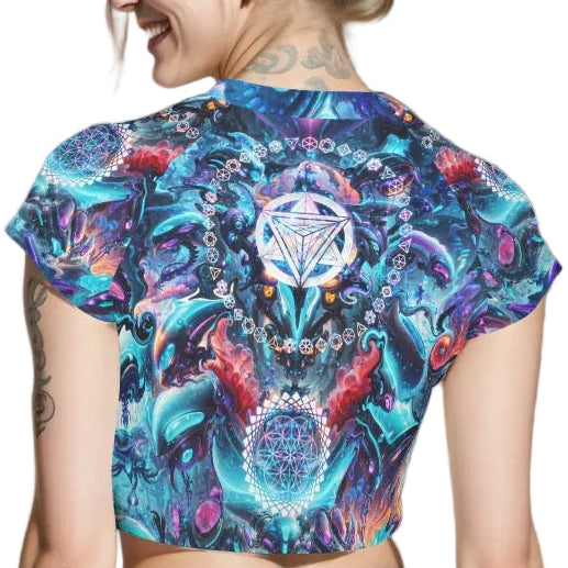 Cropped T-shirt | Alien Cyber Punk Mech