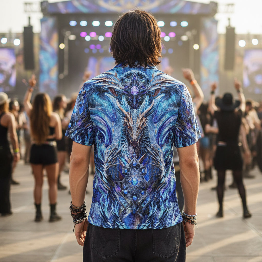Crushed Velvet Polo Shirt | Electric Dragonscape