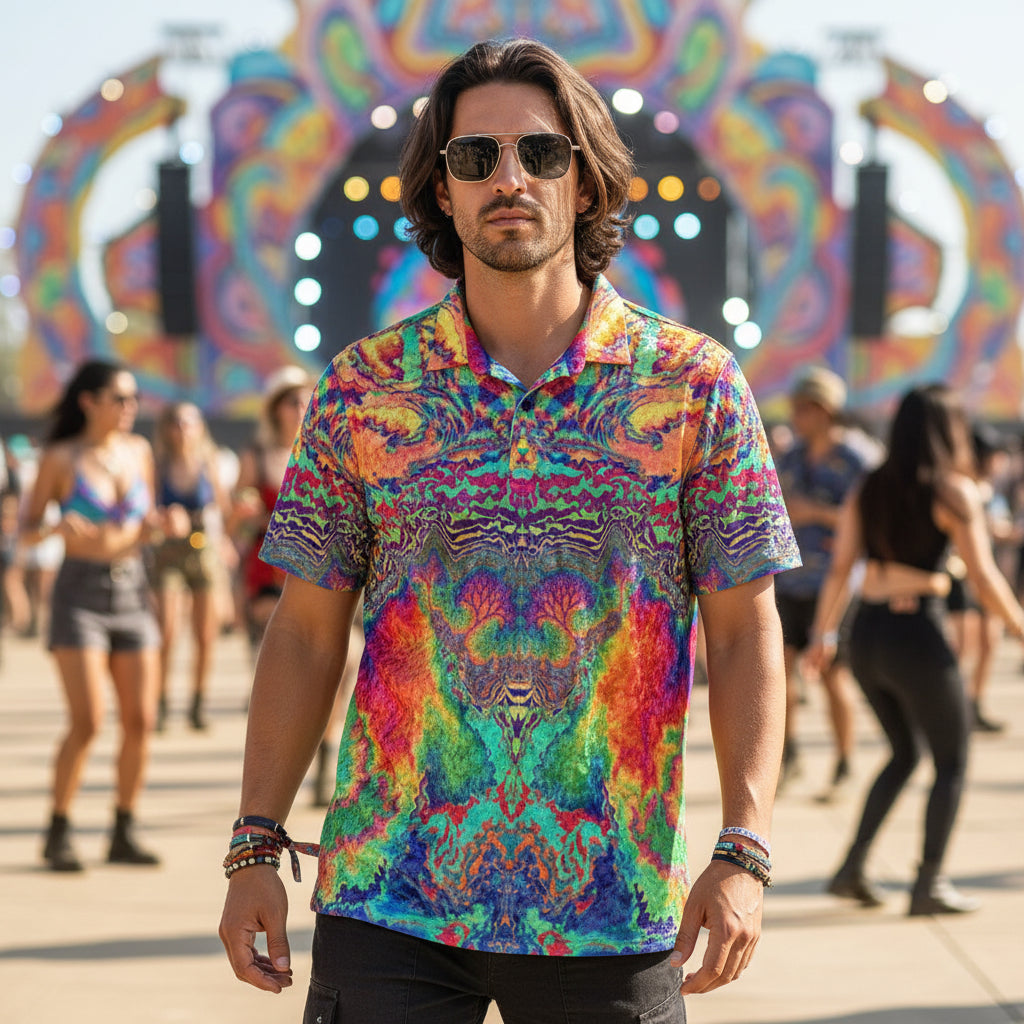 Crushed Velvet Polo Shirt | Acid Melt