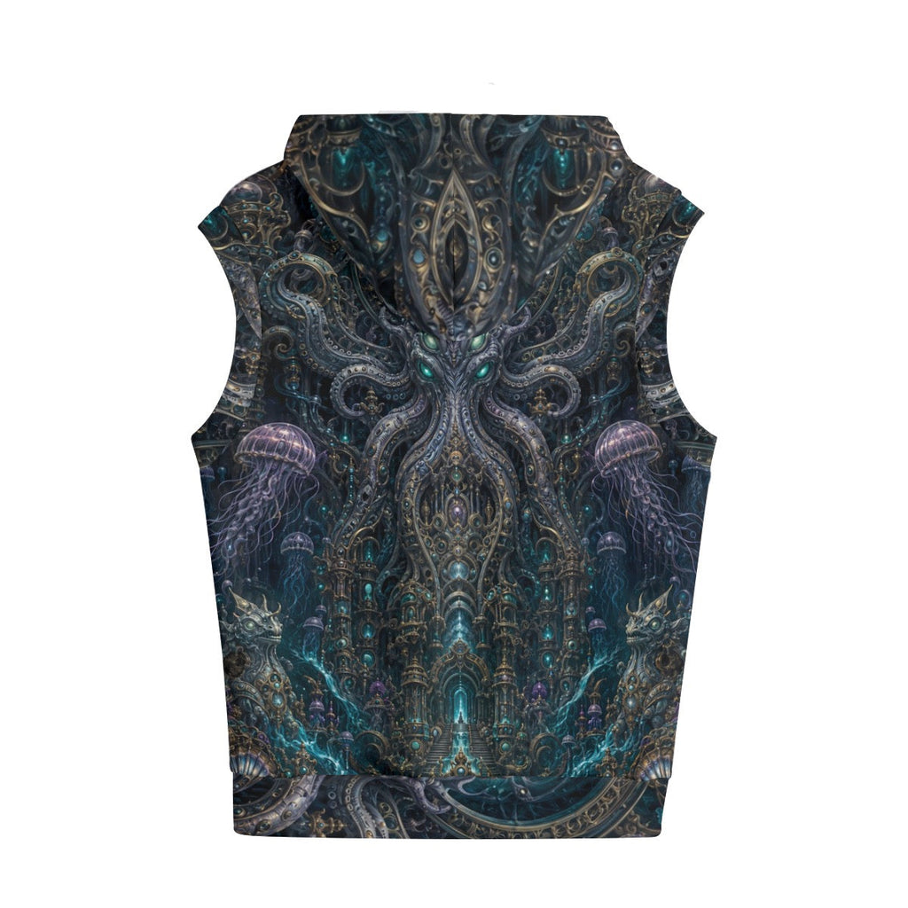 Cotton Sleeveless Hooded Vest | Mechanical Kraken