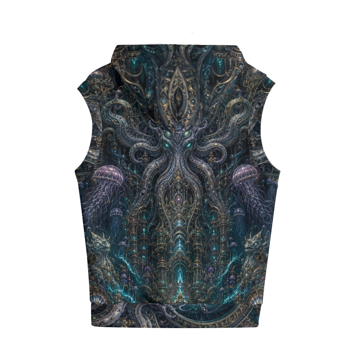 Cotton Sleeveless Hooded Vest | Mechanical Kraken