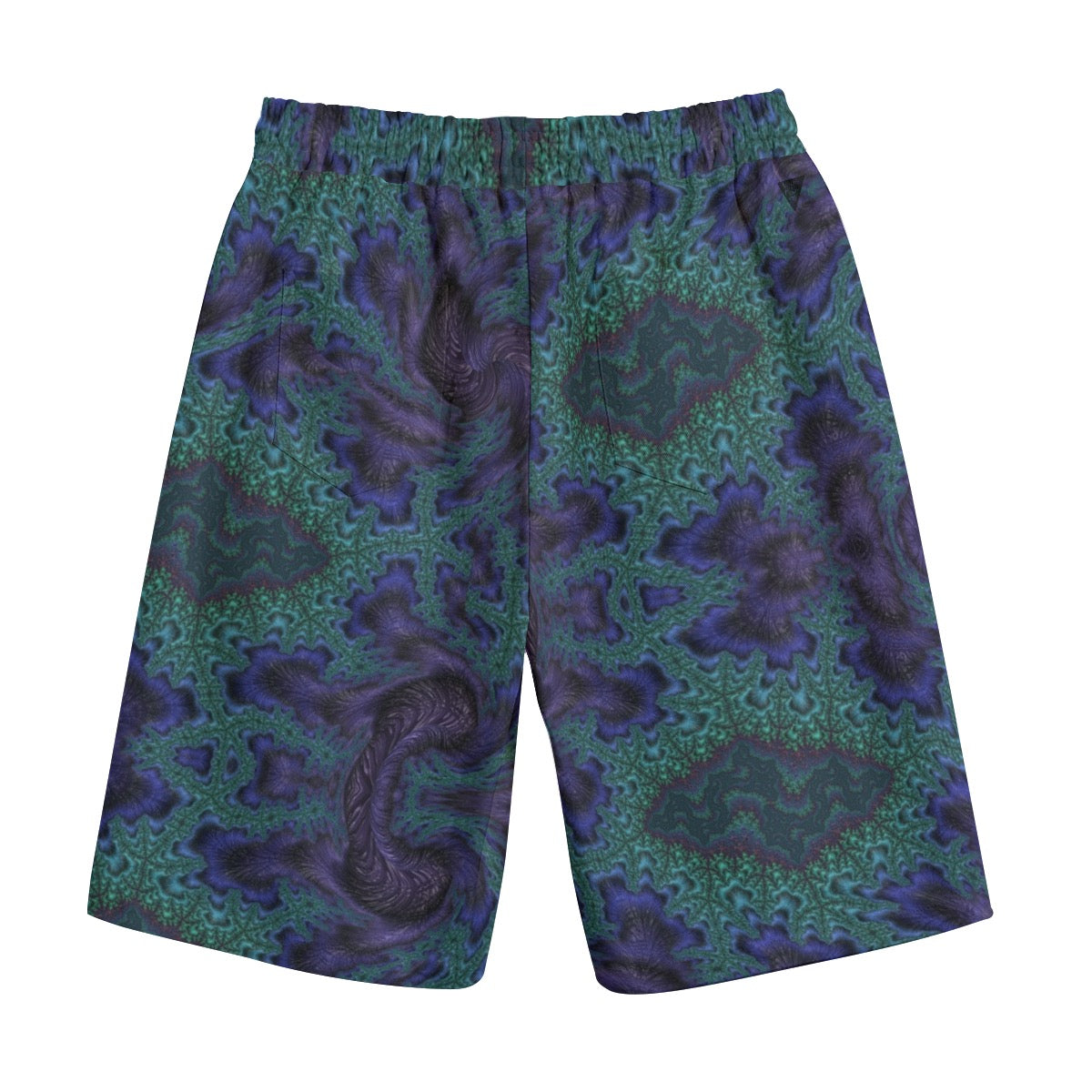 Blue Feathery Fractal Unisex Cotton Shorts