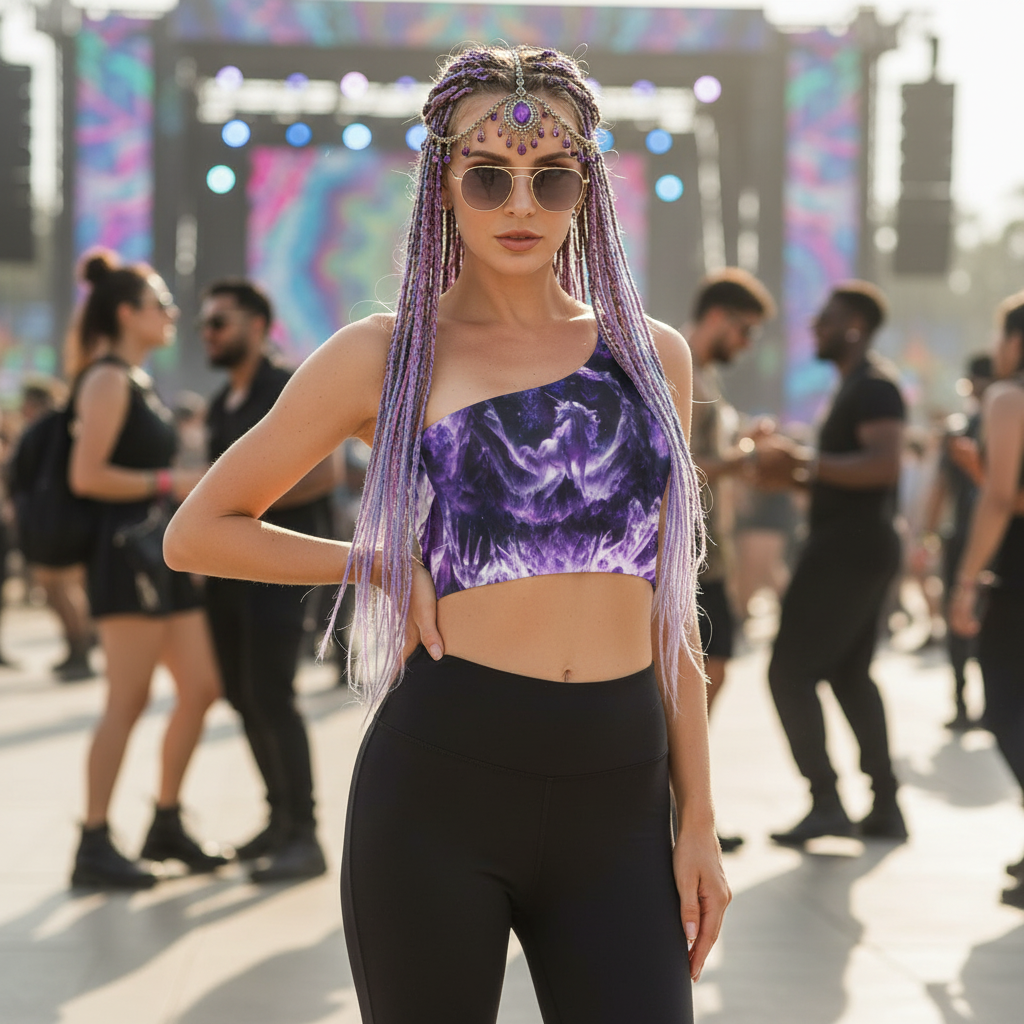 One-Shoulder Crop Top | Amethyst Unicorn