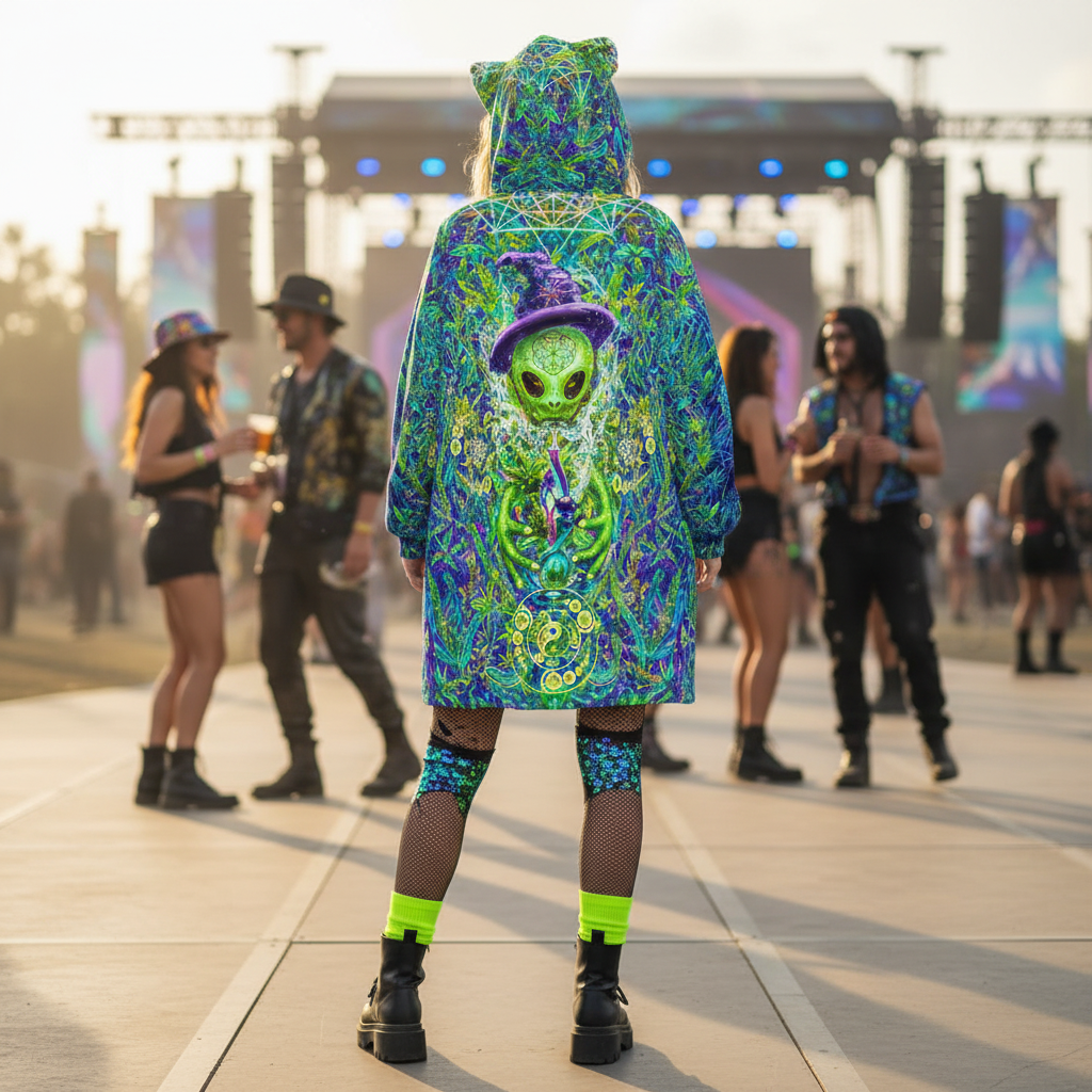 Hooded Blanket w/ Ears | Alien Wizard Stoner