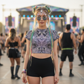 Cropped T-shirt | Cosmic Cross Silver