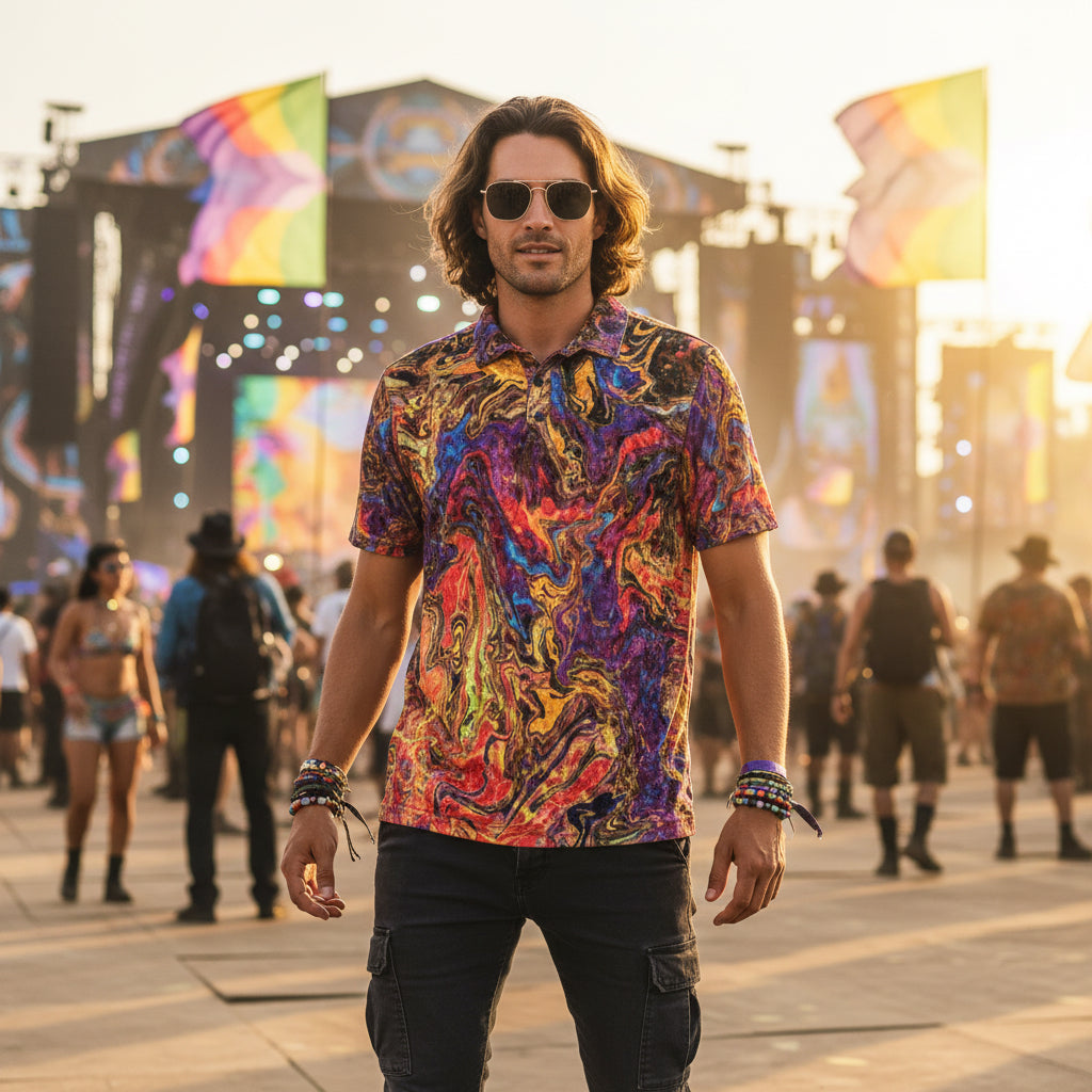 Crushed Velvet Polo Shirt | Liquid Fire