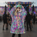 Hooded Blanket w/ Ears | Shroom Flower of Life Pastel