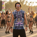 Temple of Sound men's sleeveless hoodie front view with psychedelic artwork