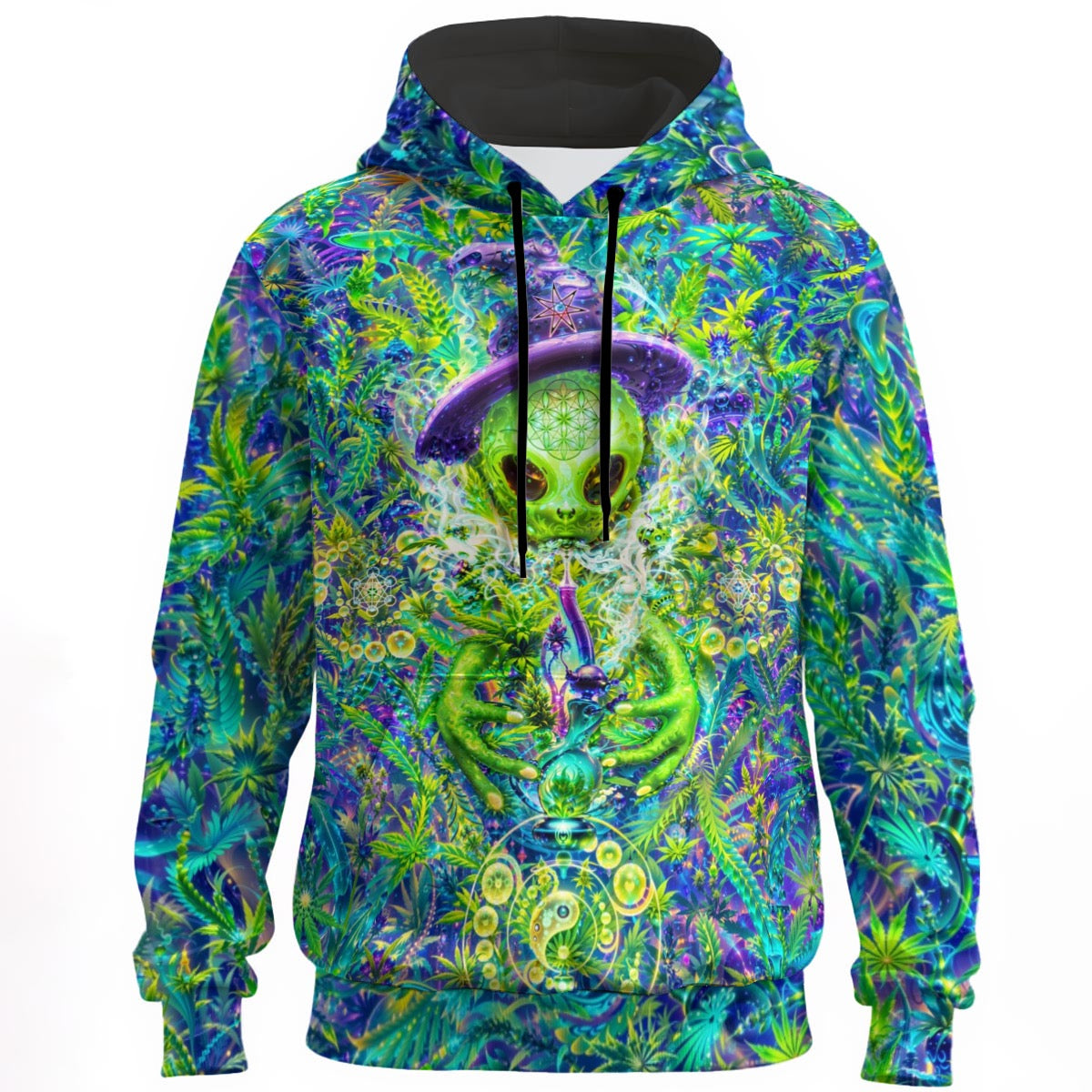 Alien Wizard Stoner Unisex Cotton Pullover Hoodie
