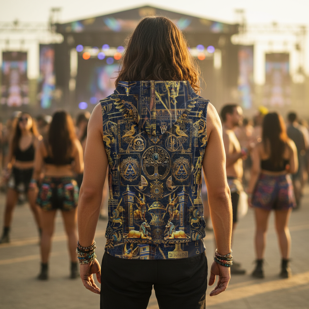 Egyptian Atlantis Cotton Sleeveless Pullover Hoodie Vest