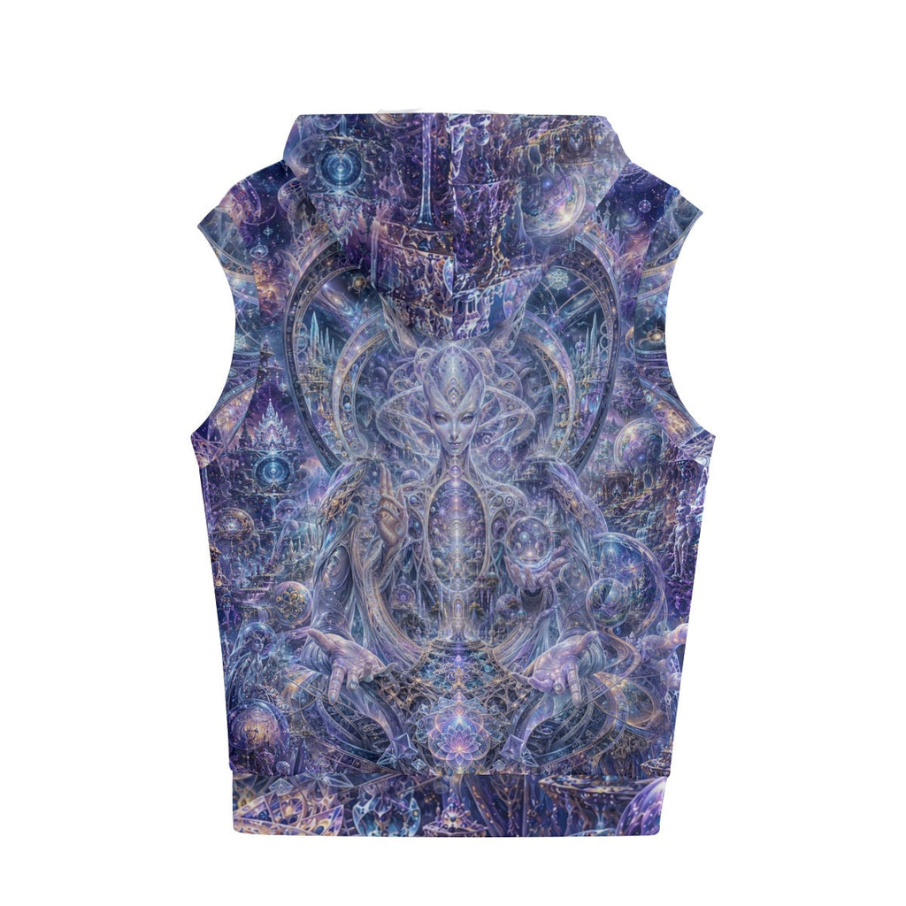 Galactic Alien Oracle Cotton Sleeveless Pullover Hoodie Vest
