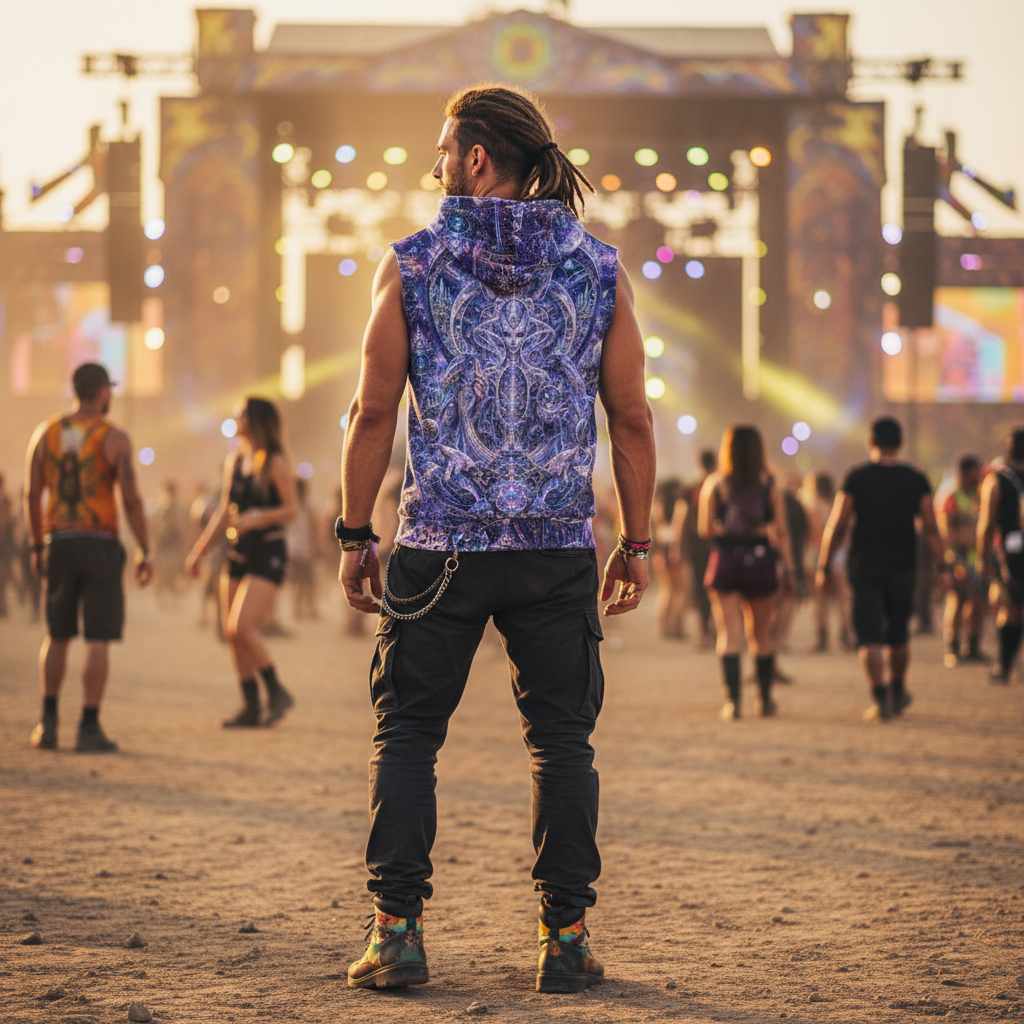 Galactic Alien Oracle Cotton Sleeveless Pullover Hoodie Vest