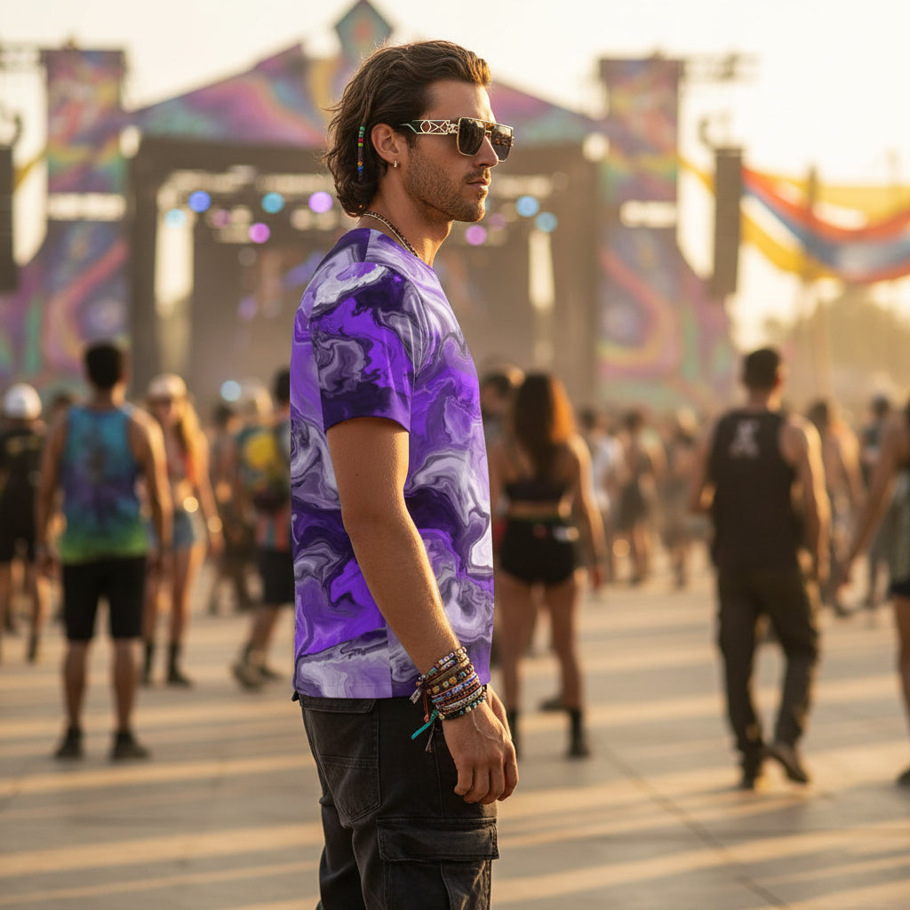 Purple Marble Cotton T-Shirt