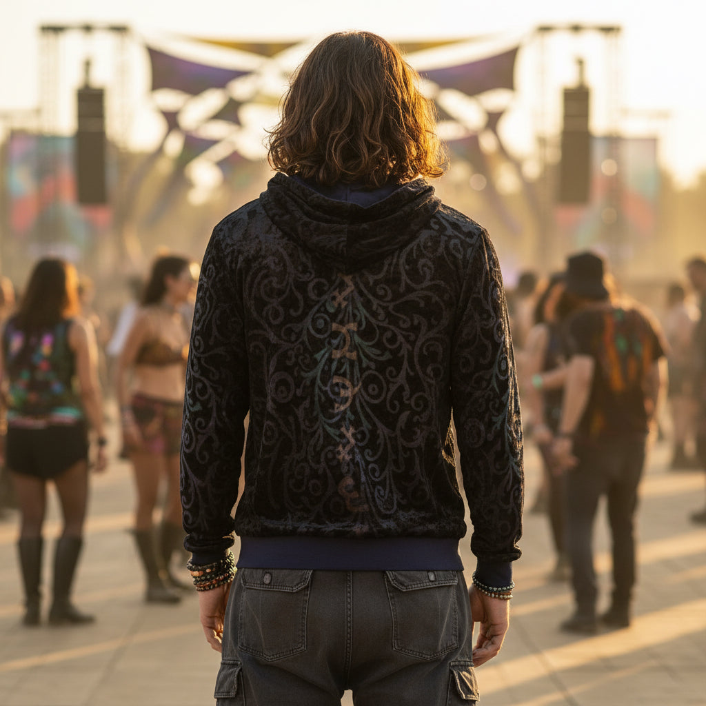 Crushed Velvet Pullover Hoodie | Enochian Vision Purple