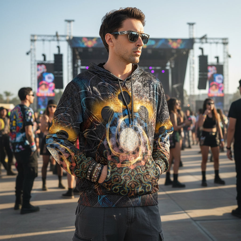 Crushed Velvet Pullover Hoodie | Solar Eclipse