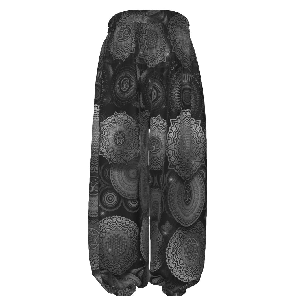 Void Mandala men's rave pants detail view with mandala art pattern
