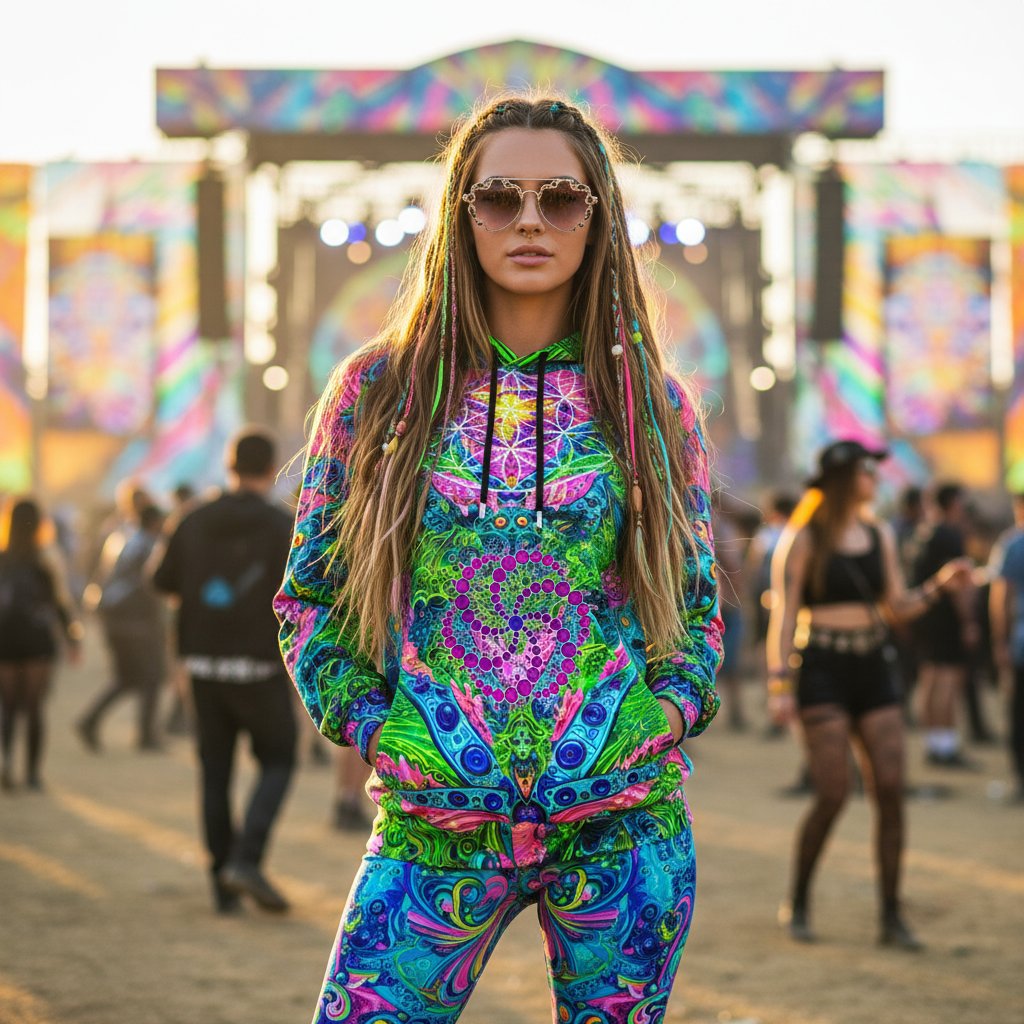 Psy Tribal Shroom Unisex Cotton Pullover Hoodie