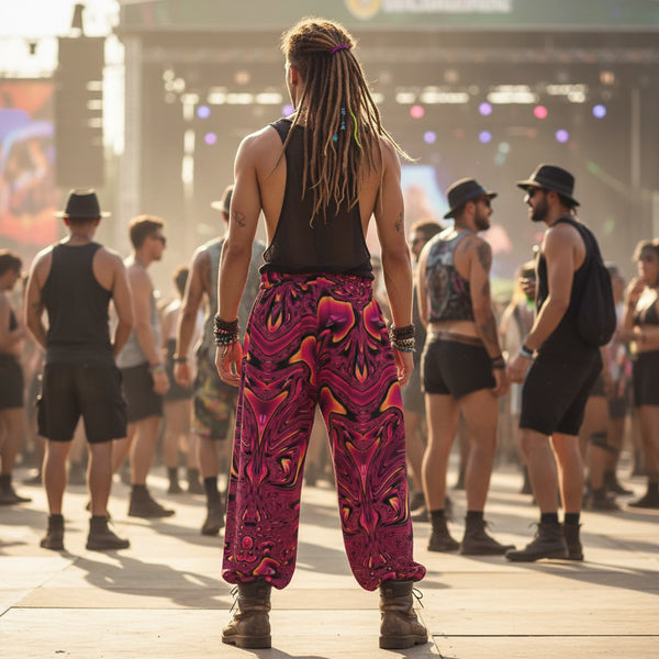 Fuchsia Swirl Men's Lantern Pants